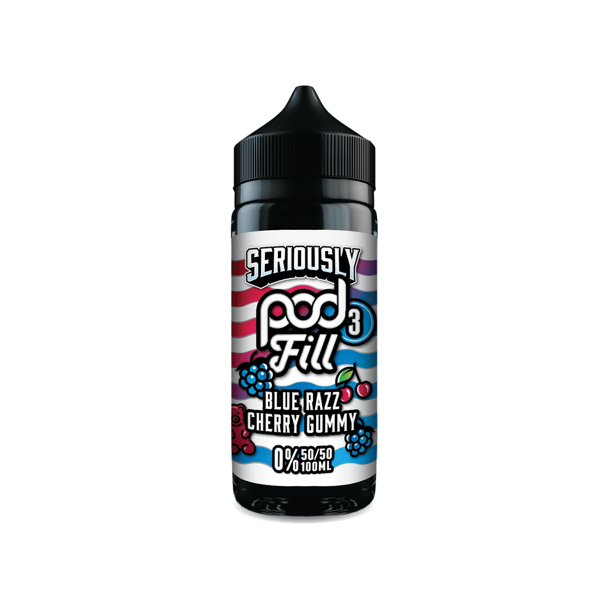 Blue Razz Cherry Gummy Shortfill E-Liquid by Seriously Pod Fill 3 100ml - 0mg E-Liquid