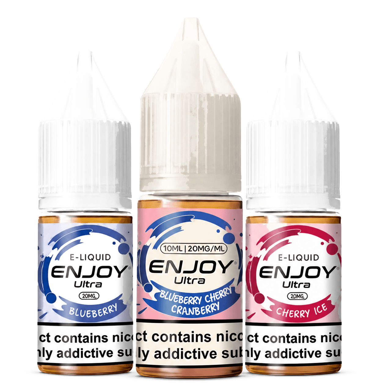 Three Enjoy Ultra Nic Salts e-liquid bottles