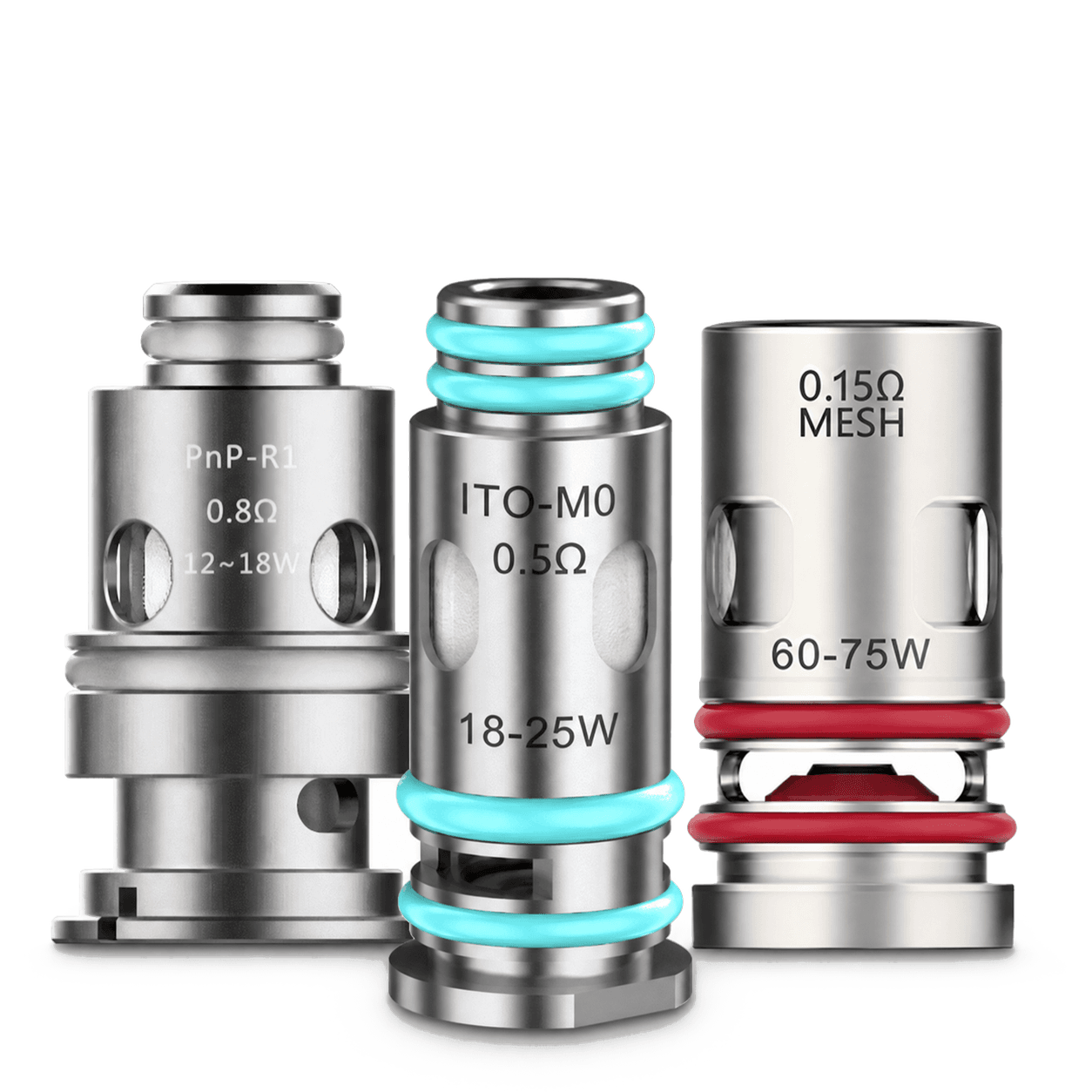 Three mouth-to-lung replacement vape coils