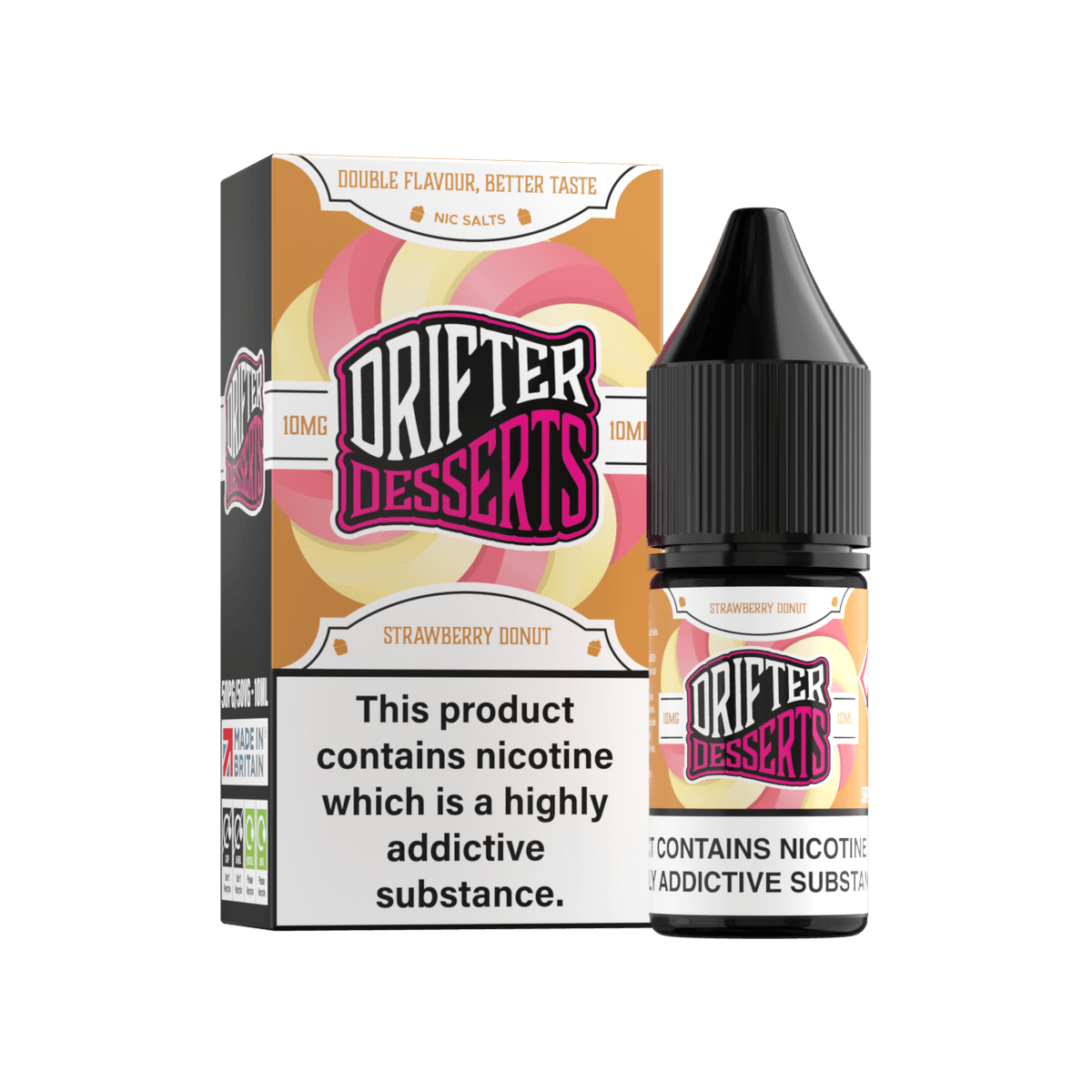 Strawberry Doughnut Nic Salt E-Liquid by Drifter Desserts - 10mg E-Liquid