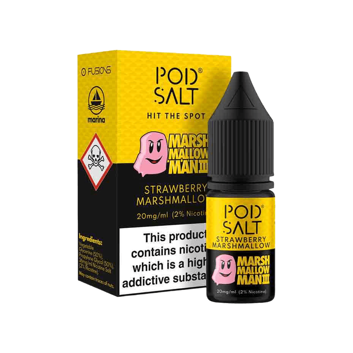 Strawberry Marshmallow Man 3 Nic Salt E-Liquid by Pod Salt Marina Vape - E-Liquids