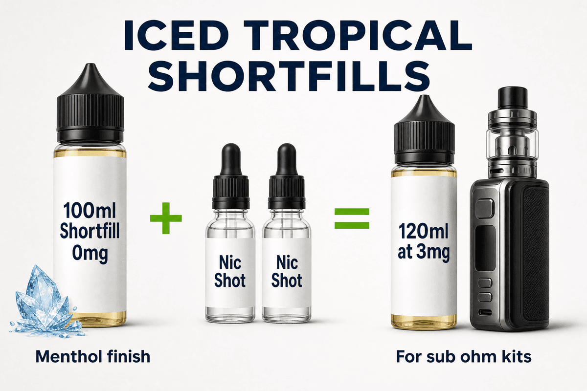 Guide to mixing a 100ml Twelve Monkeys Iced shortfill with two nic shots for a sub ohm kit