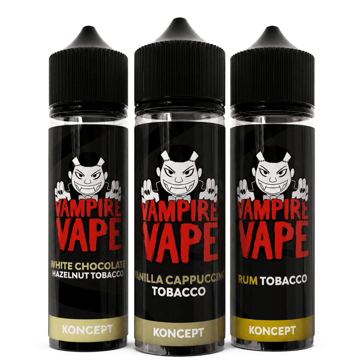 Three Vampire Vape Shortfills e-liquid bottles