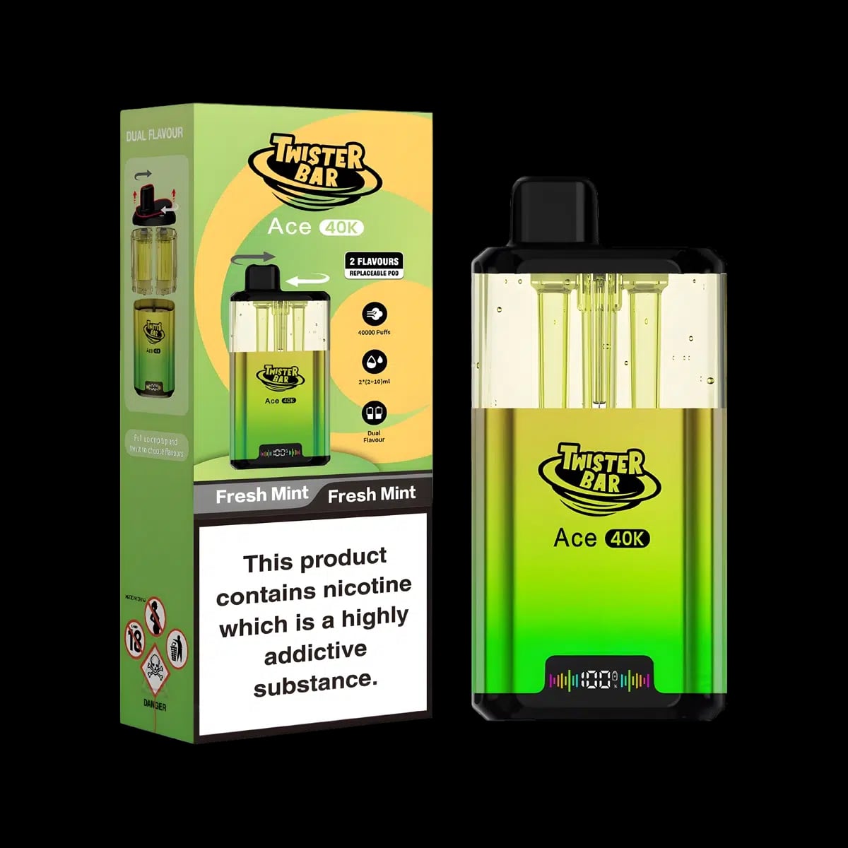 Fresh Mint-Twister-Bar-Ace-40K-Vape-Kit