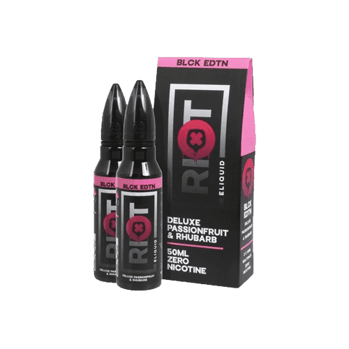 Deluxe Passionfruit  amp  Rhubarb by Riot Squad Black Edition - 100ml Shortfill E-liquid - E-Liquids
