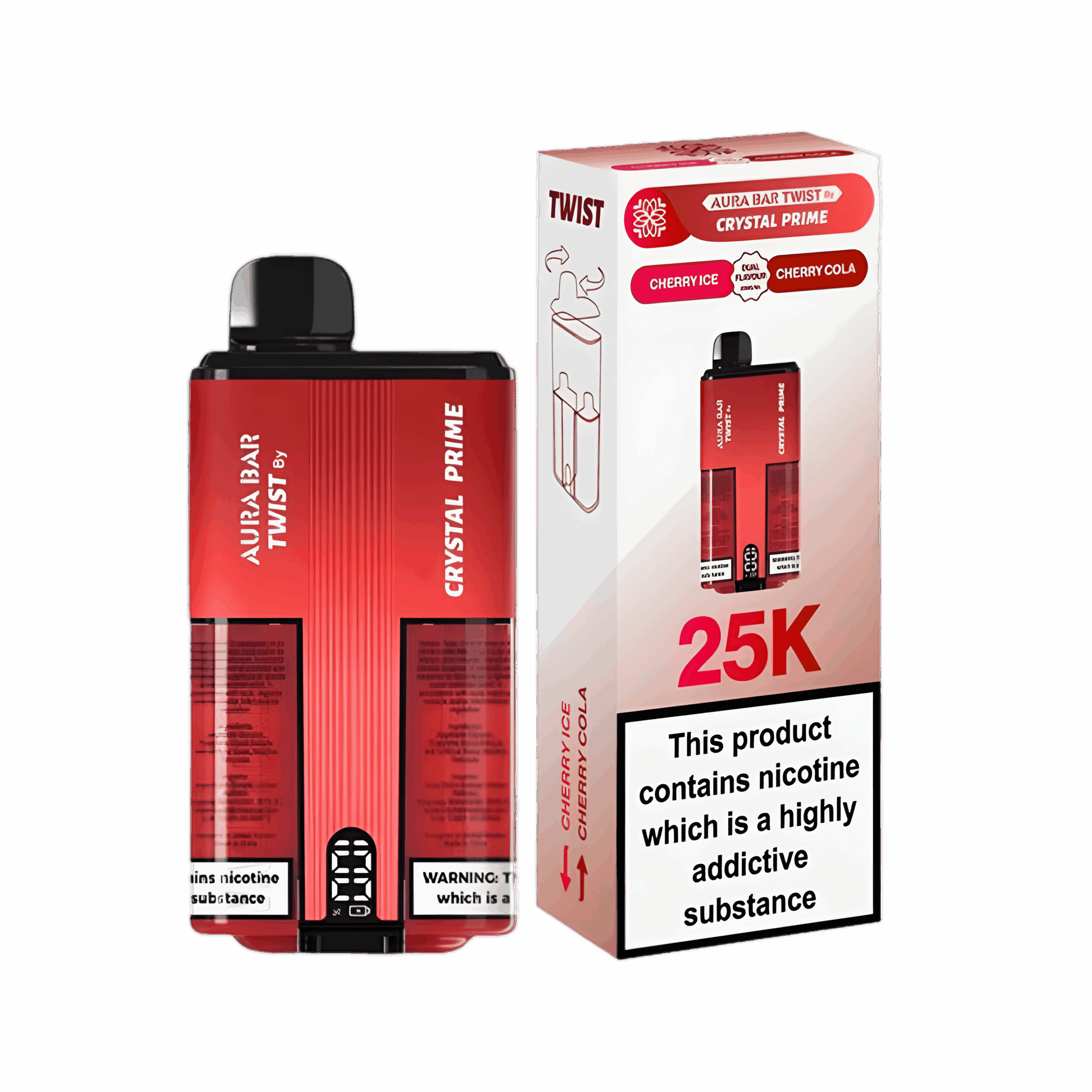 Crystal Prime 25K Twist Disposable Vape Kit Cherry Ice- Cherry Cola