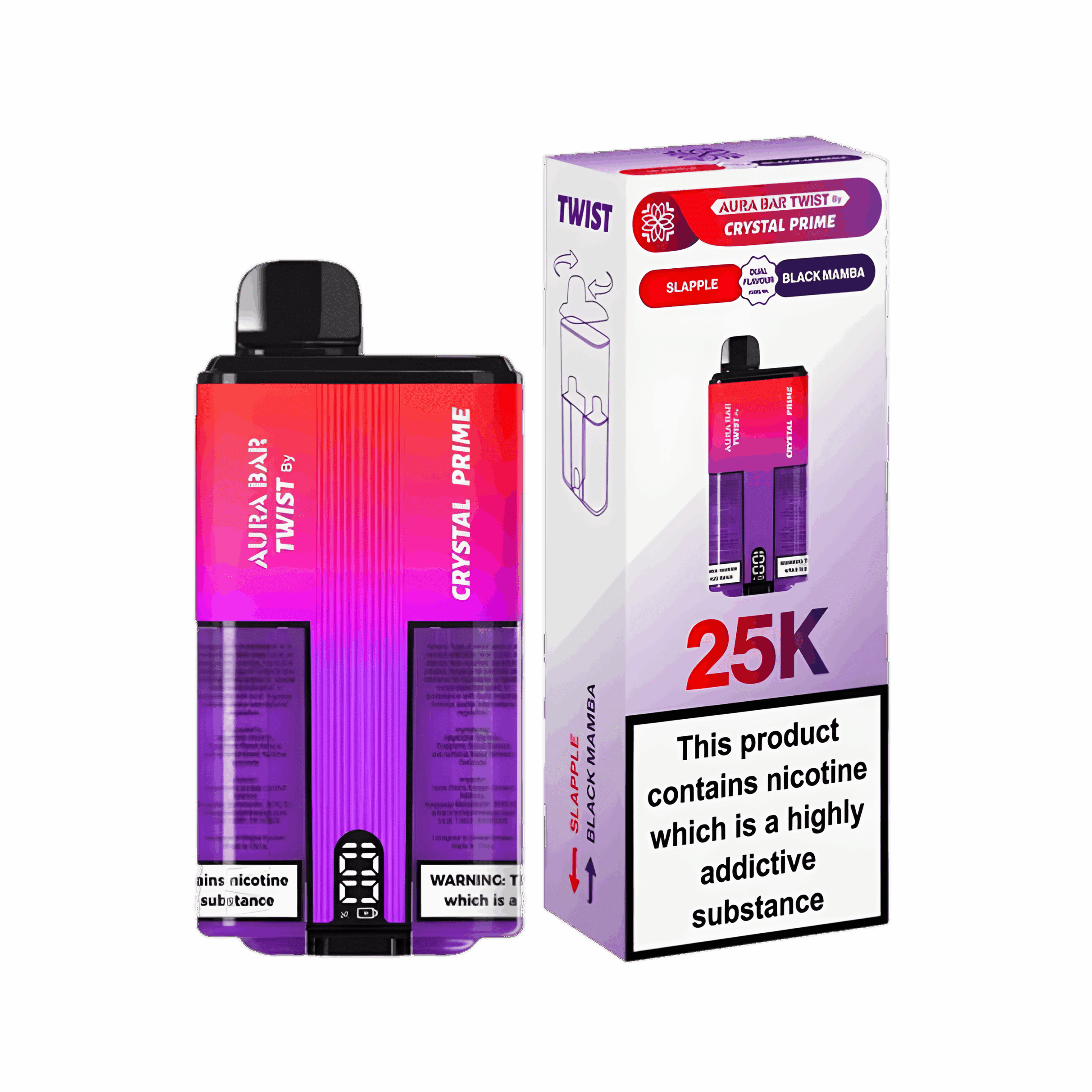 Crystal Prime 25K Twist Disposable Vape Kit Slapple-Black Mamba