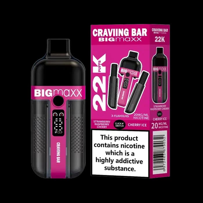 Craving Bar Big Maxx 22K Disposable Pod Kit -Strawberry Raspberry Cherry-Cherry Ice