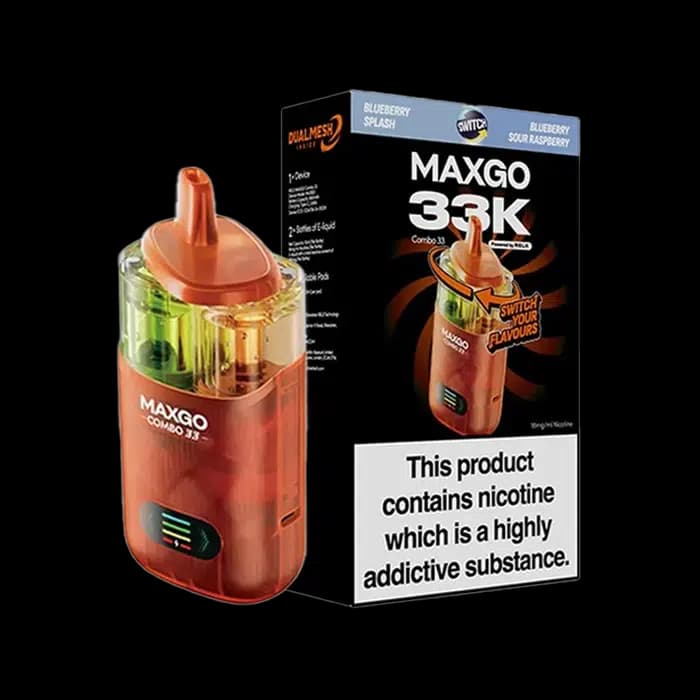 RELX Maxgo Combo 33K Dual Flavour Disposable Vape Kit - Mr Blue - Bluberry Splash - Bluberry Sour Raspberry
