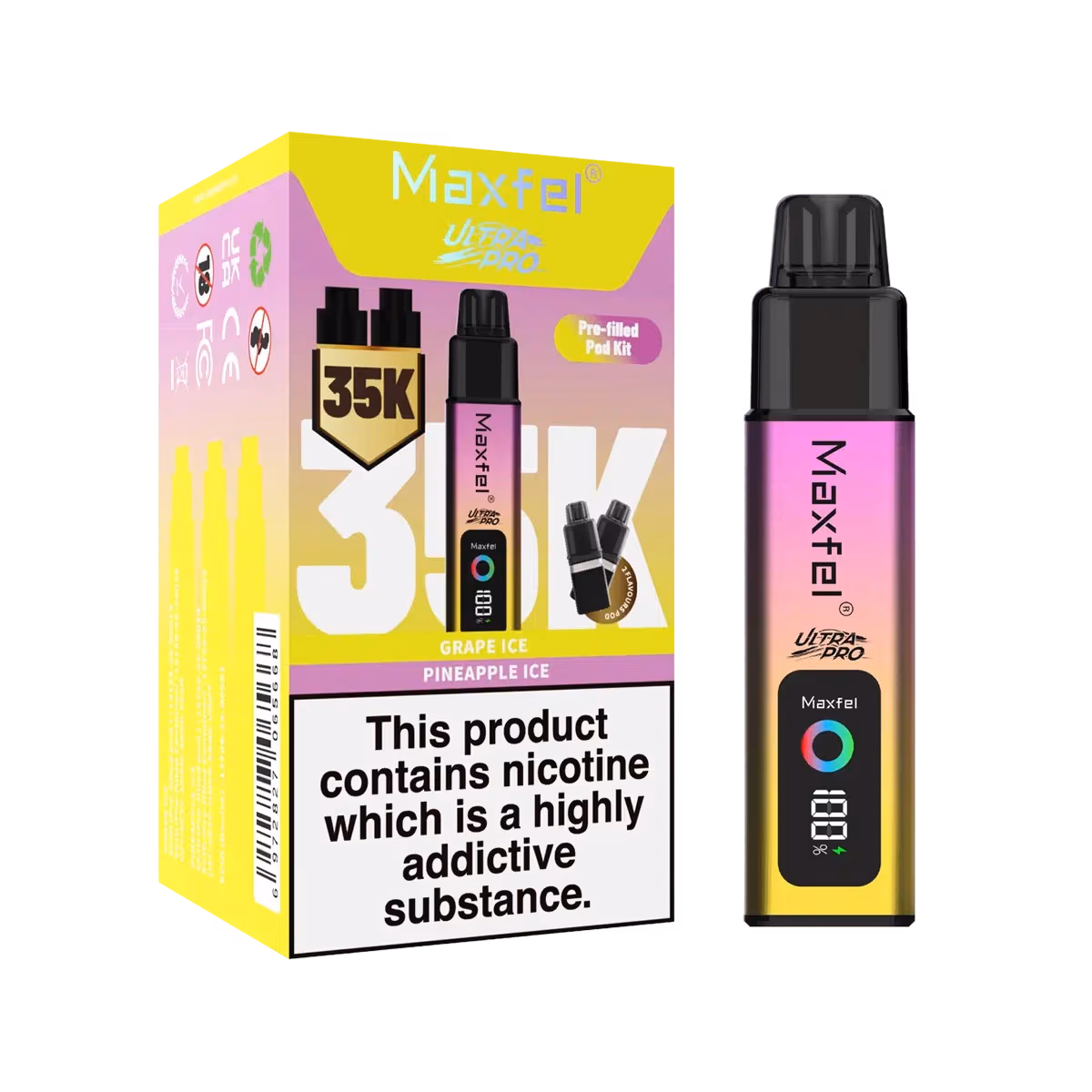 Maxfel Ultra Pro 35k Prefilled Pod Kit - Grape Ice-Pineapple Ice