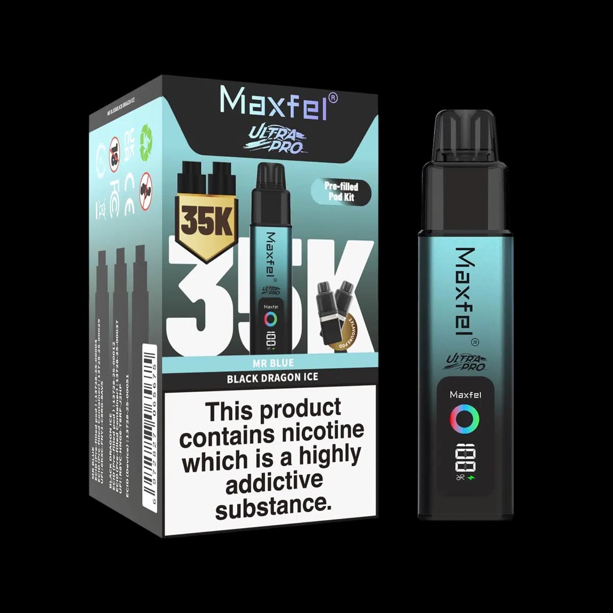 Maxfel Ultra Pro 35k Prefilled Pod Kit - Mr Blue - Black Dragon Ice
