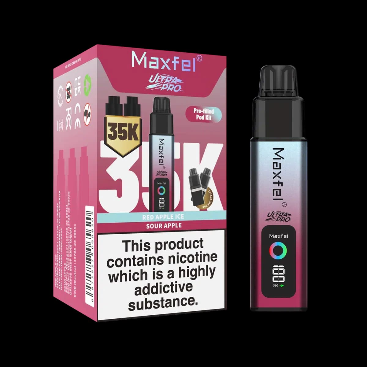 Maxfel Ultra Pro 35k Prefilled Pod Kit - Red Apple Ice - Sour Apple