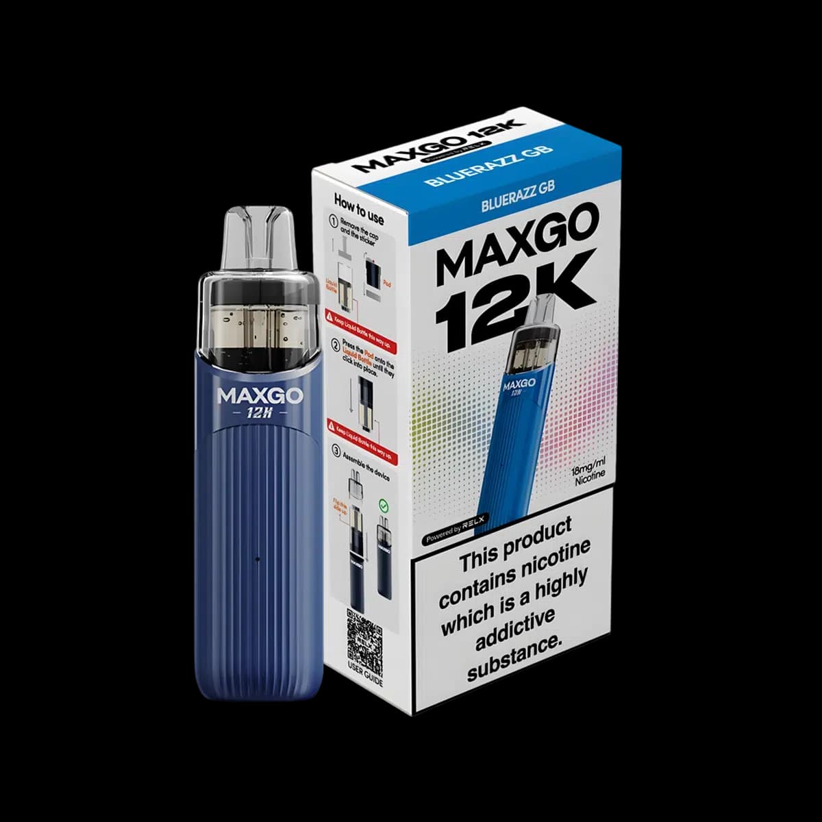 Relx Maxgo 12K Prefilled Pod Kit-Blue Razz Gummy Bear