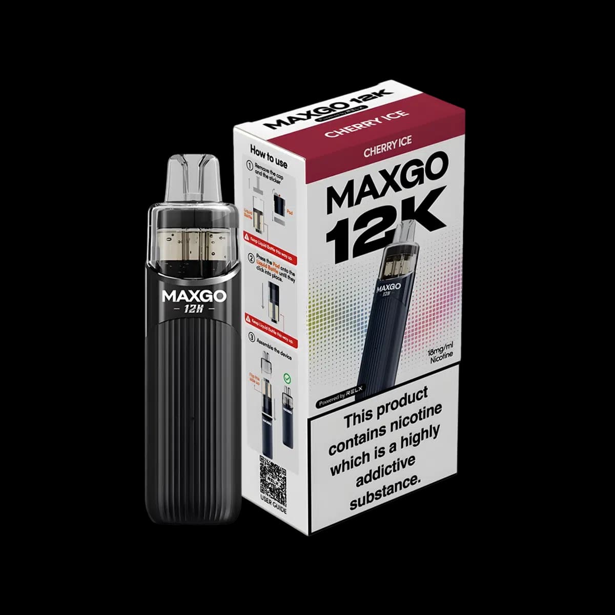 Relx Maxgo 12K Prefilled Pod Kit-Cherry Ice