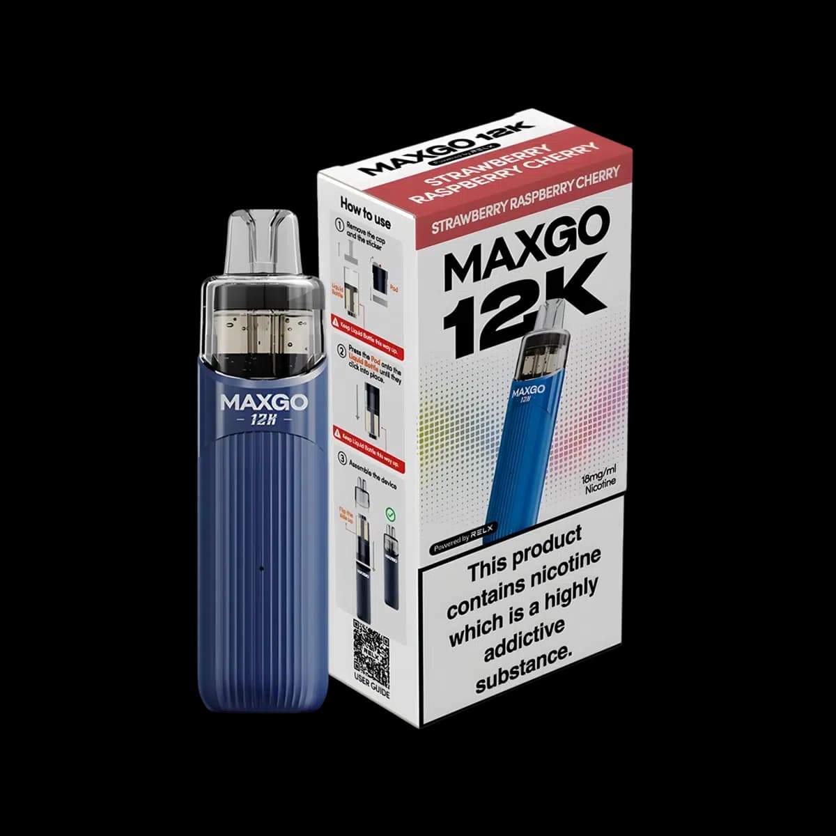 Relx Maxgo 12K Prefilled Pod Kit-Strawberry Raspberry Cherry
