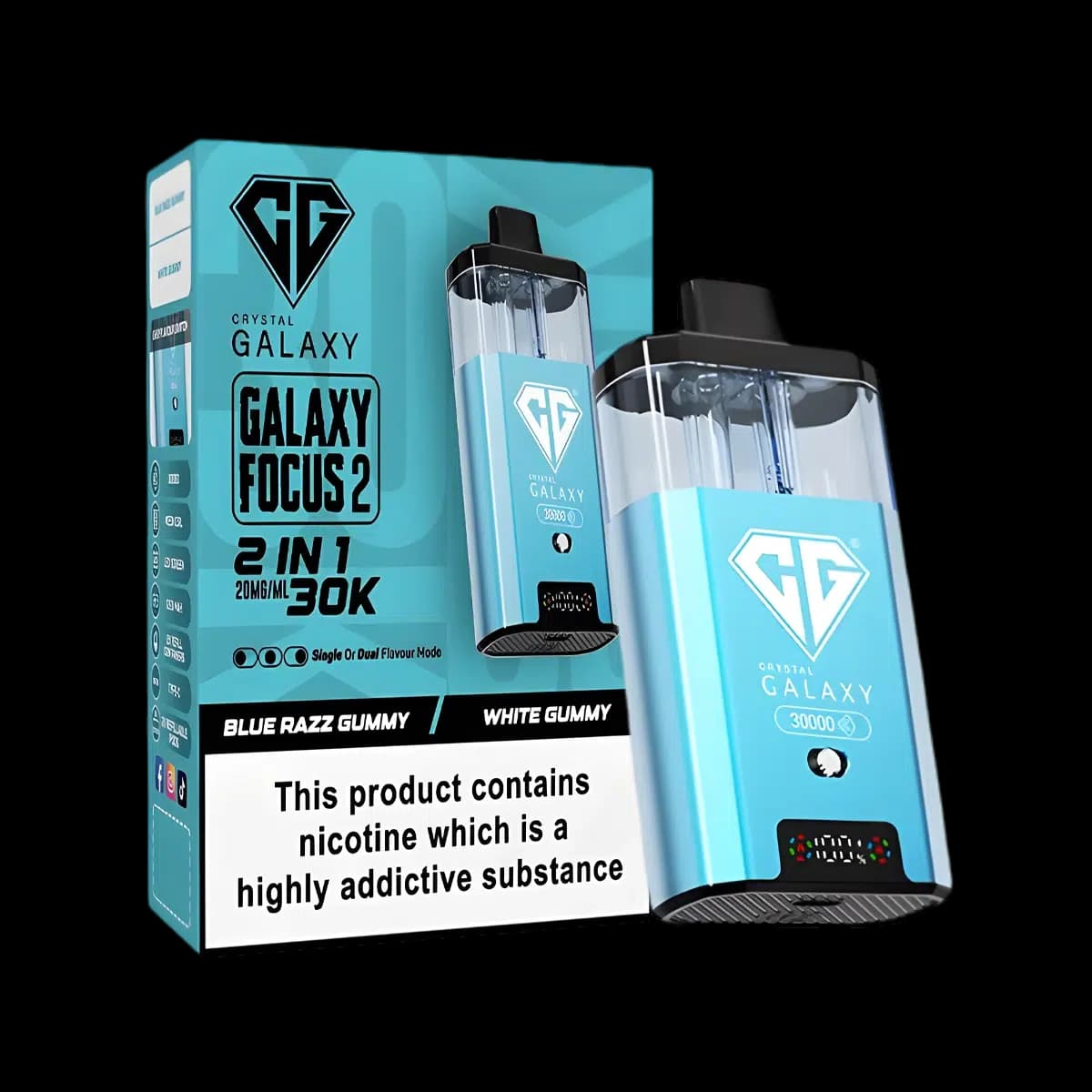 Crystal Galaxy Focus 2 30K Vape Kit-Blue Razz gummy-White Gummy