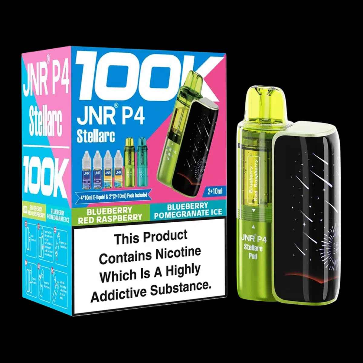 Blueberry Red Raspberry-Blueberry Pomegranate Ice-JNR P4 Stellarc 100K Vape Kit