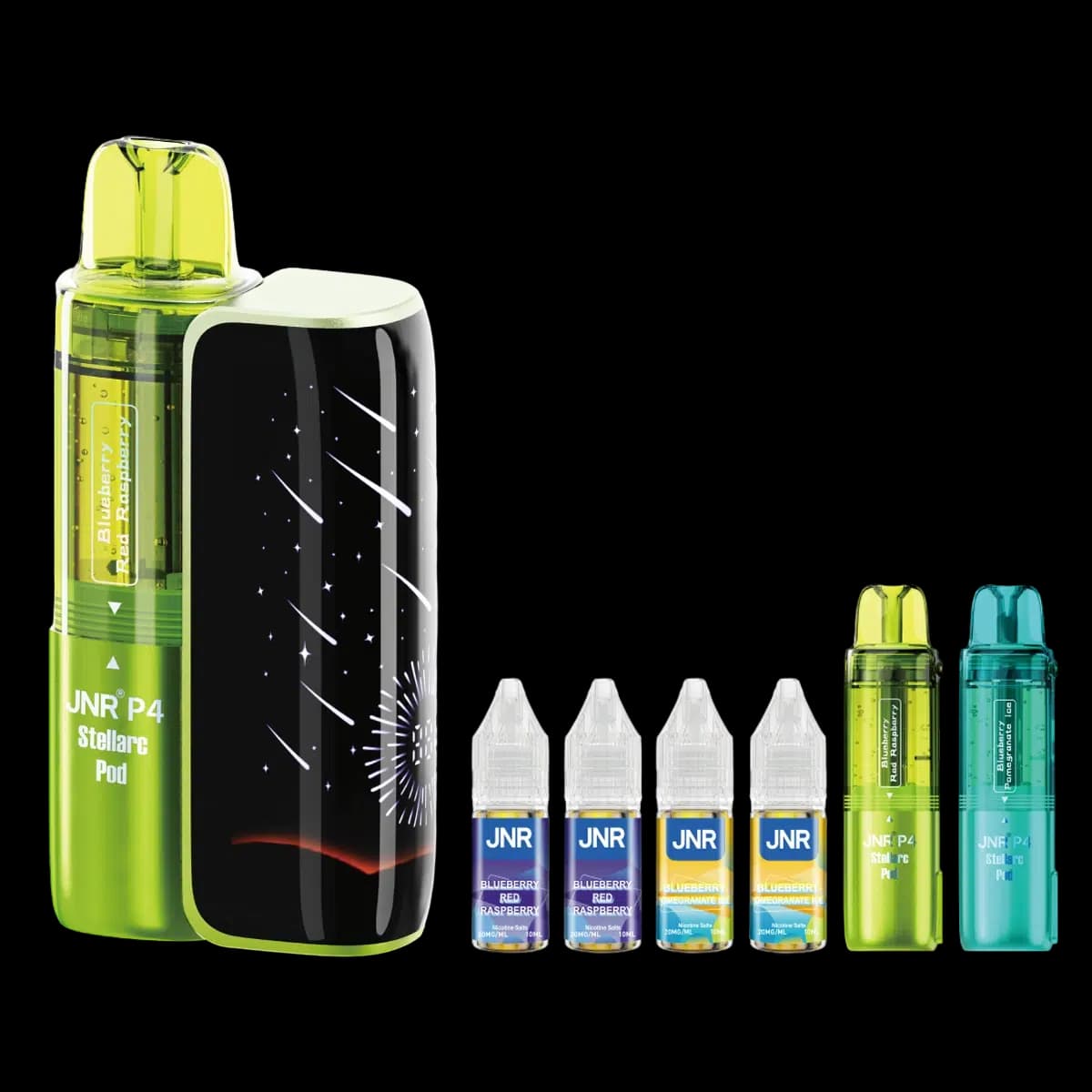 Blueberry Red Raspberry-Blueberry Pomegranate Ice2-JNR P4 Stellarc 100K Vape Kit