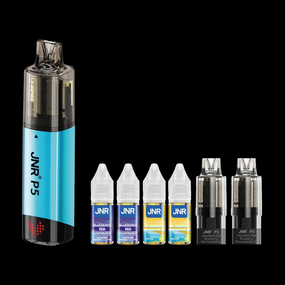Blueberry Red Raspberry-Blueberry Pomegranate Ice2-JNR P5 GlassRock 100K Vape Kit