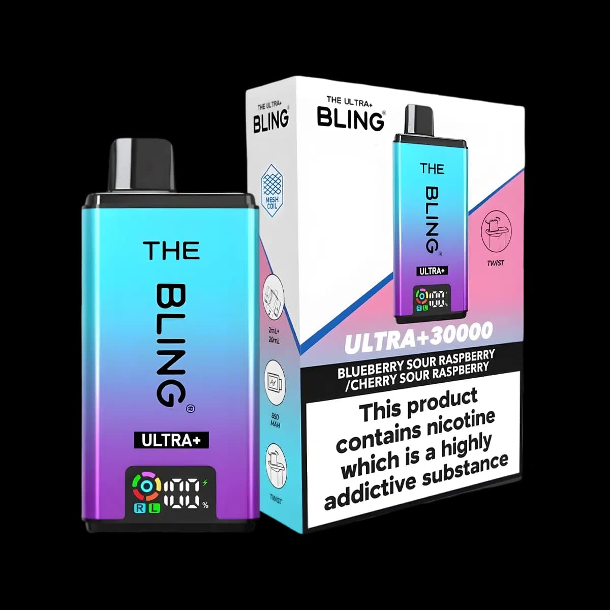 Blueberry Sour Raspberry-Cherry Sour-Raspberry-THE BLING ULTRA PLUS 30K PREFILLED VAPE KIT