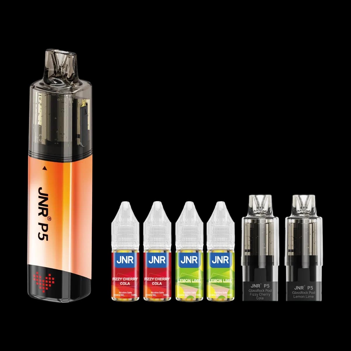Fizzy Cherry Cola-Lemon Lime2-JNR P5 GlassRock 100K Vape Kit