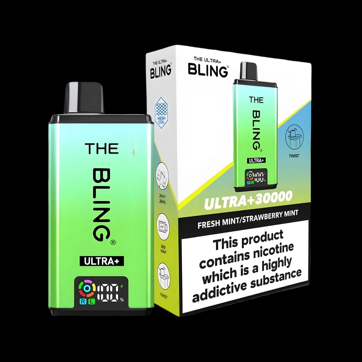 Fresh Mint-Strawberry Mint-THE BLING ULTRA PLUS 30K PREFILLED VAPE KIT