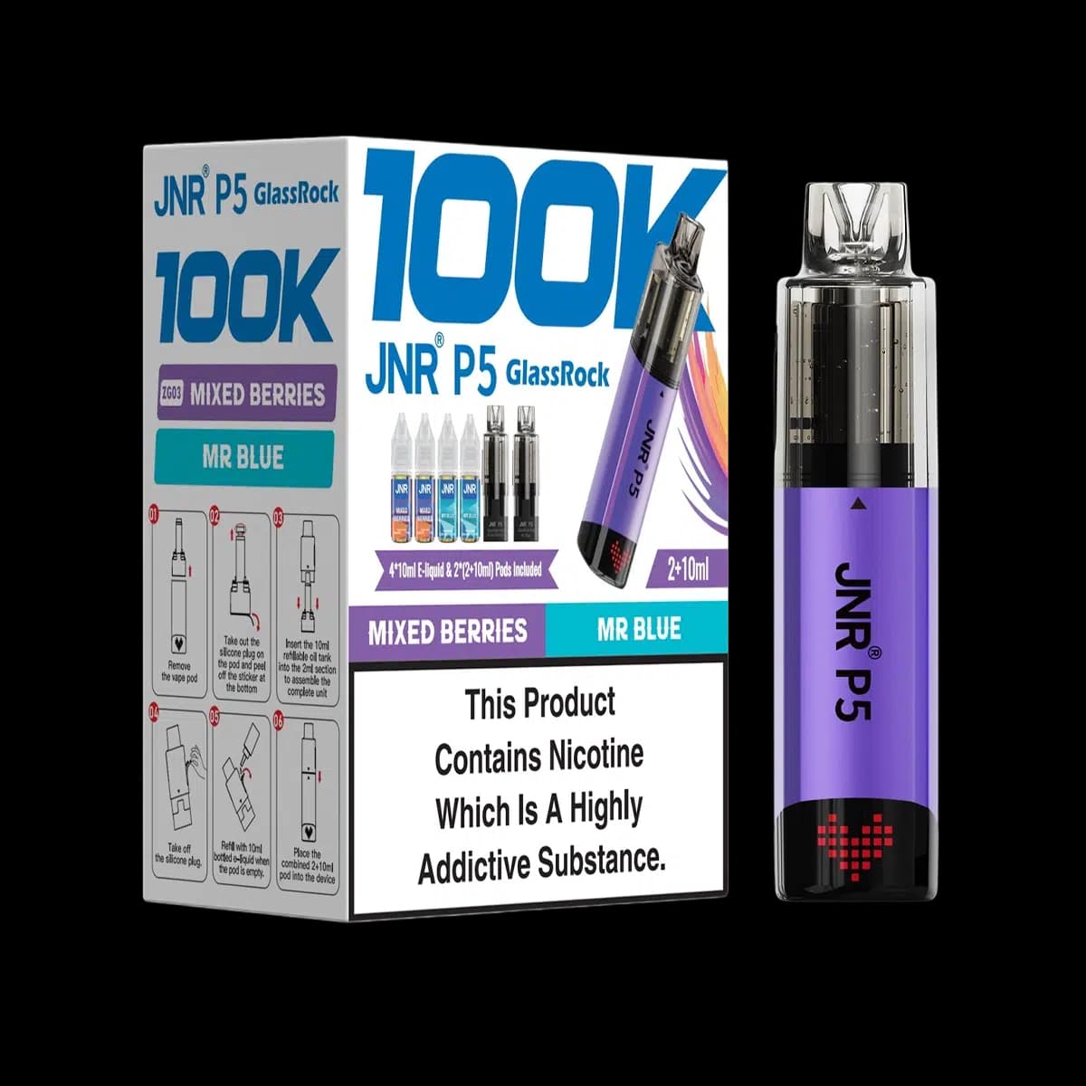 Mixed Berries-Mr Blue-JNR P5 GlassRock 100K Vape Kit
