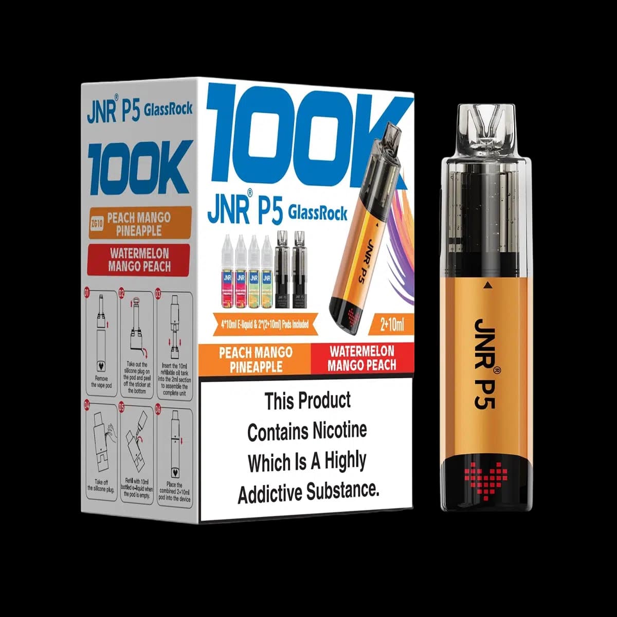 Peach Mango Pineapple-Watermelon Mango Peach-JNR P5 GlassRock 100K Vape Kit