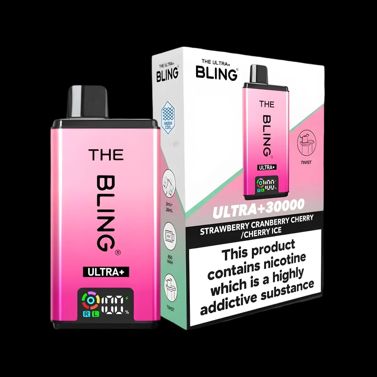 Strawberry Cranberry Cherry-Cherry Ice-THE BLING ULTRA PLUS 30K PREFILLED VAPE KIT