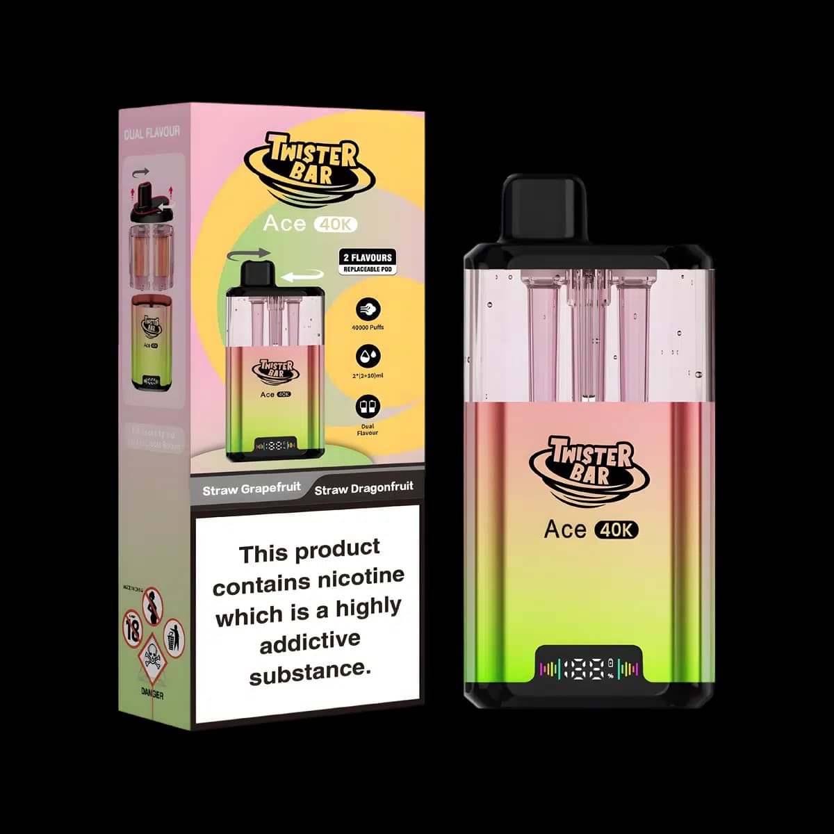 Straw Grapefruit-Straw Dragonfruit-Twister-Bar-Ace-40K-Vape-Kit