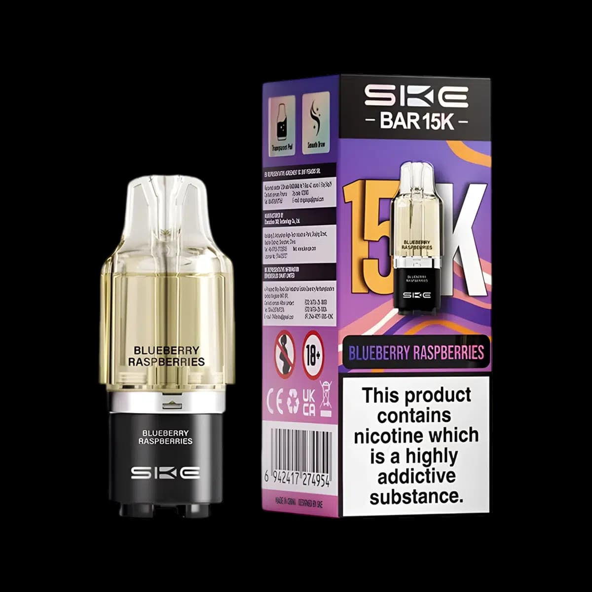 Blueberry Raspberries-SKE Bar 15K Prefilled Pod Container Tank