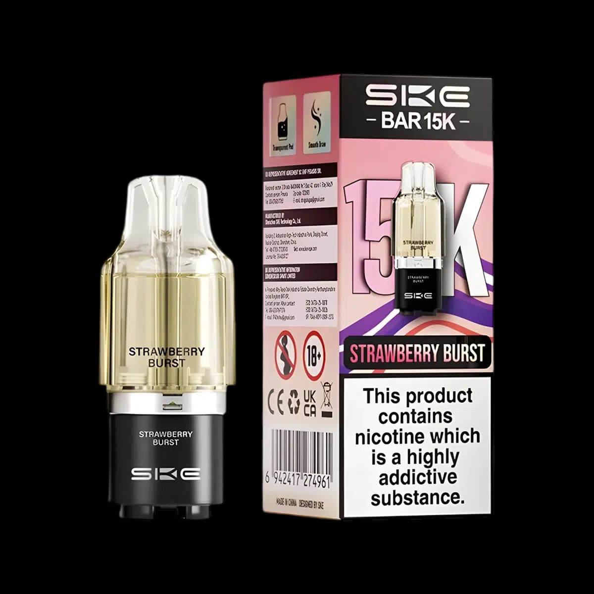 Strawberry Burst-SKE Bar 15K Prefilled Pod Container Tank