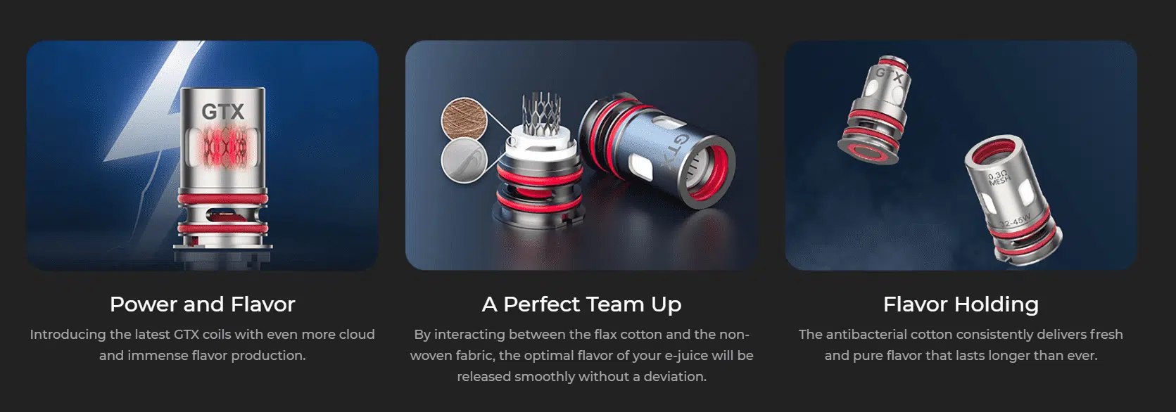 VAPORESSO GTX SUB OHM MESH REPLACEMENT COILS Features