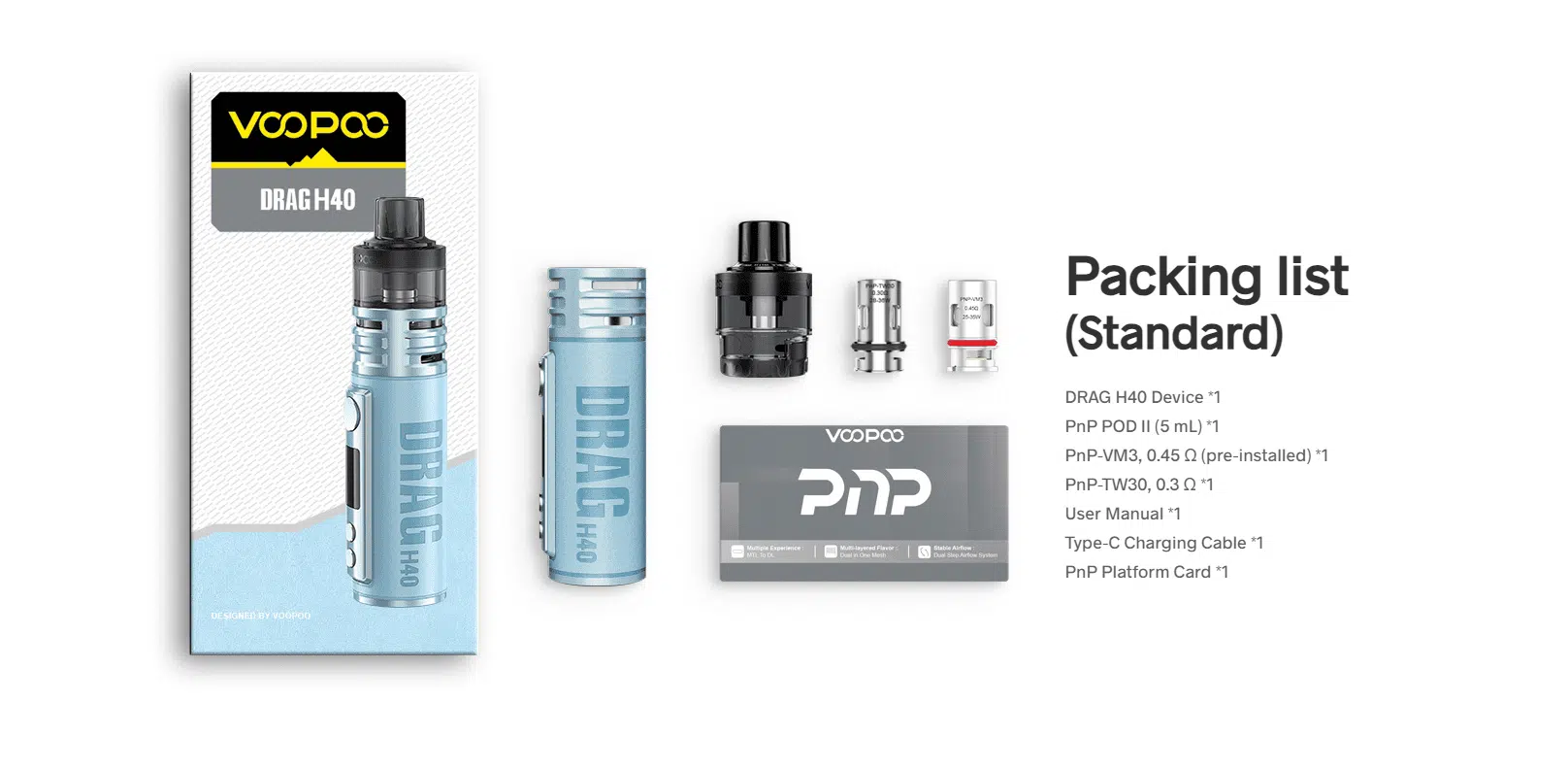 VooPoo Drag H40 Package Content