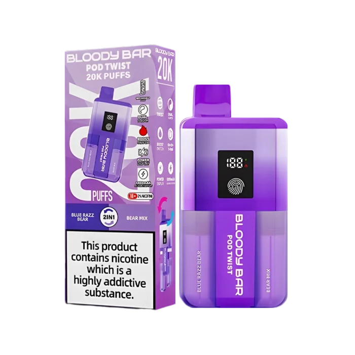 Bloody Bar Pod Twist 20K Vape Kit-Blue Razz Bear-Bear Mix