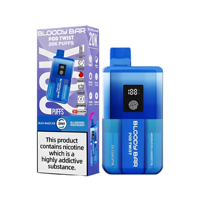 Bloody Bar Pod Twist 20K Vape Kit-Blue Razz Ice-Blueberry Raspberry