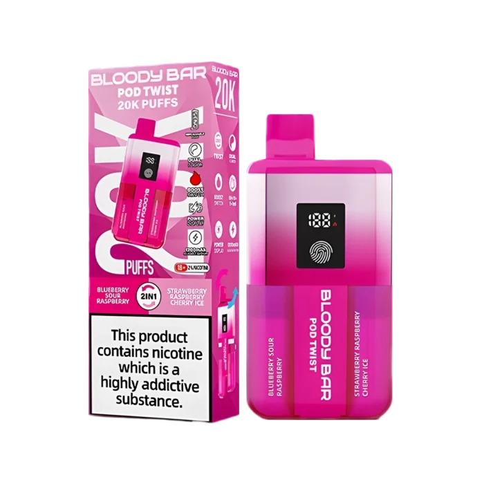 Bloody Bar Pod Twist 20K Vape Kit-Blueberry Sour Raspberry-Strawberry Raspberry Cherry Ice