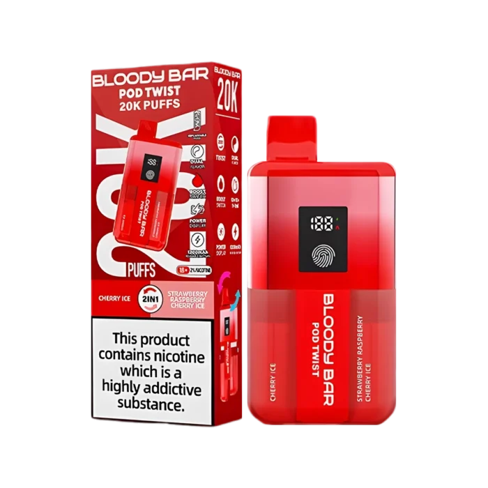 Bloody Bar Pod Twist 20K Vape Kit-Cherry Ice-Strawberry Raspberry Cherry Ice