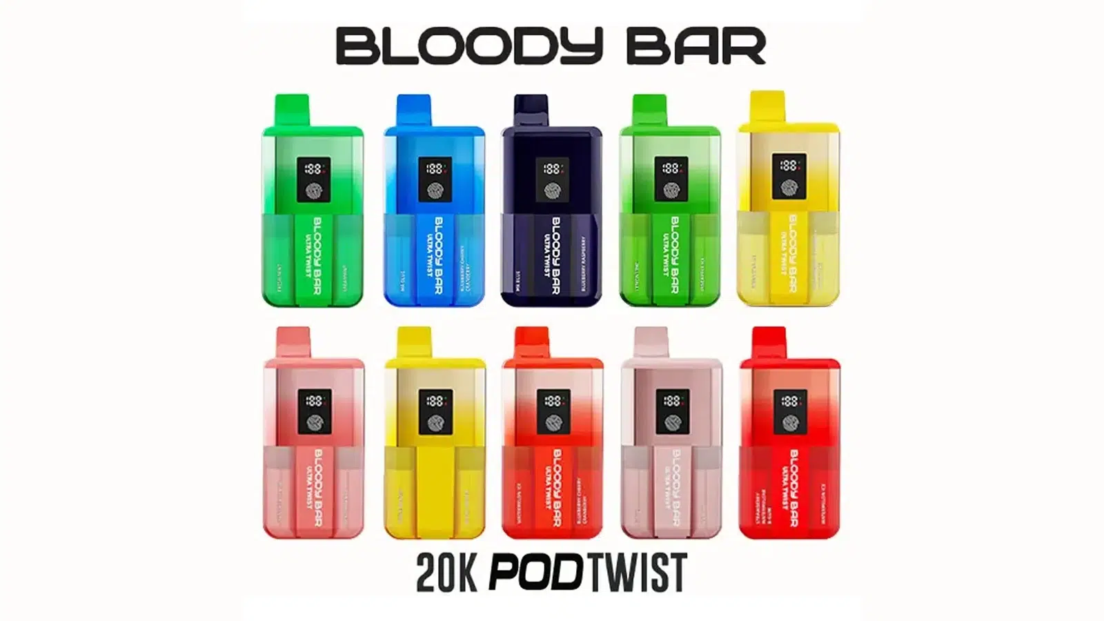 Bloody Bar Twist 20K with dual pre-filled flavours like fruit and menthol.