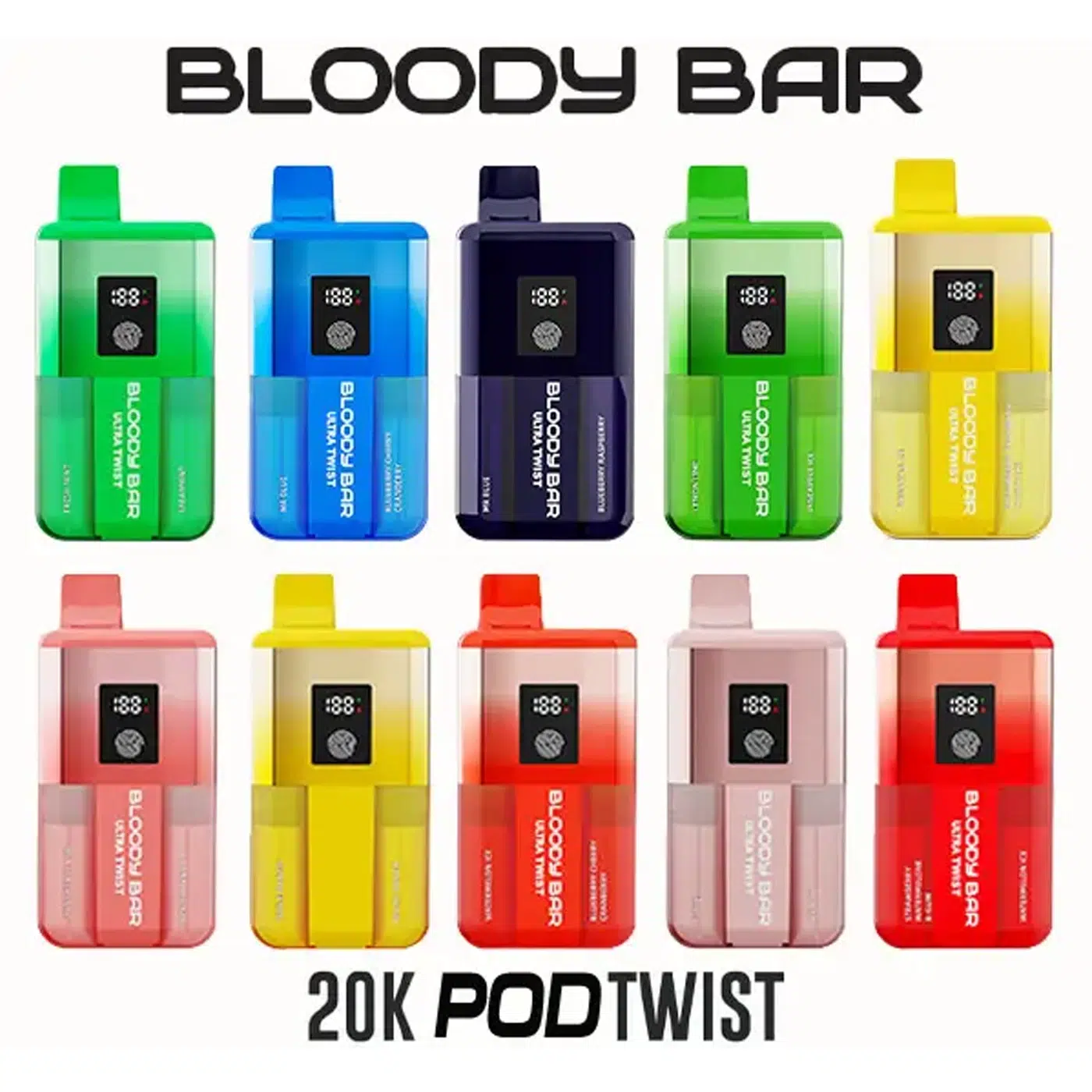 Bloody Bar Twist 20K with dual pre-filled flavours like fruit and menthol.