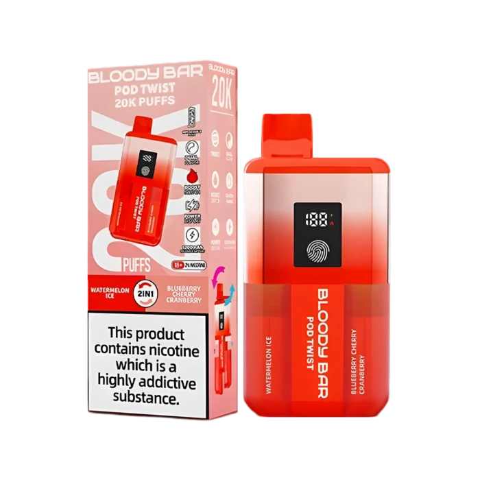 Bloody Bar Pod Twist 20K Vape Kit-Watermelon Ice-Blueberry Cherry Cranberry