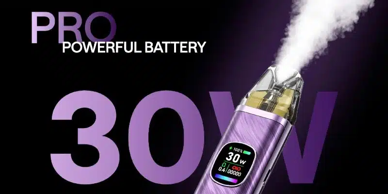 The OXVA Xlim Pro 2 Vape Kit features an HD LED screen that clearly displays essential information, including wattage, battery life, and coil resistance. 