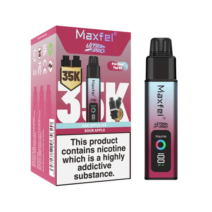 Maxfel Ultra Pro 35k Prefilled Pod Kit - Red Apple Ice - Sour Apple
