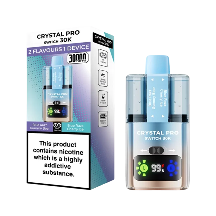 Crystal 30K Pro Switch Prefilled Vape Kit - Blue Razz Gummy Bear-Blue Razz Cherry Ice