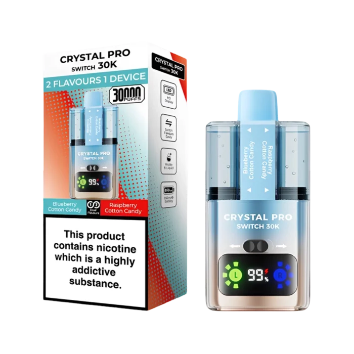 Crystal 30K Pro Switch Prefilled Vape Kit - Blueberry Cotton Candy-Raspberry Cotton Candy