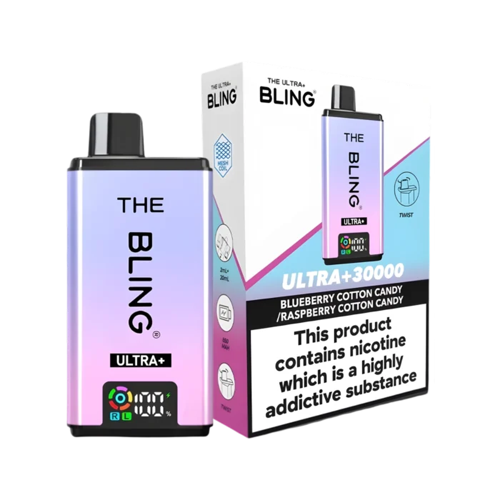 Blueberry Cotton Candy-Raspberry Cotton Candy-THE BLING ULTRA PLUS 30K PREFILLED VAPE KIT