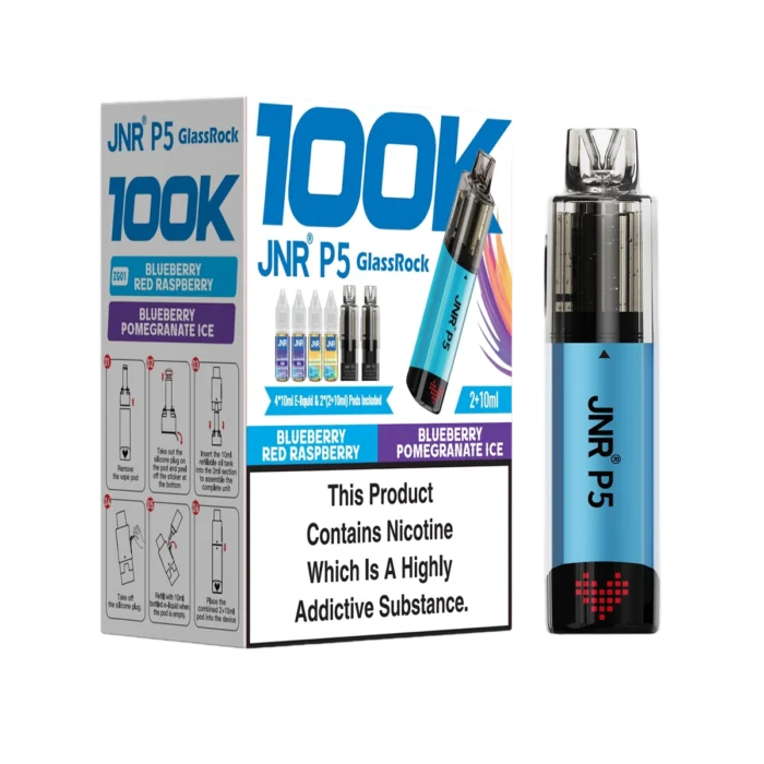 Blueberry Red Raspberry-Blueberry Pomegranate Ice-JNR P5 GlassRock 100K Vape Kit