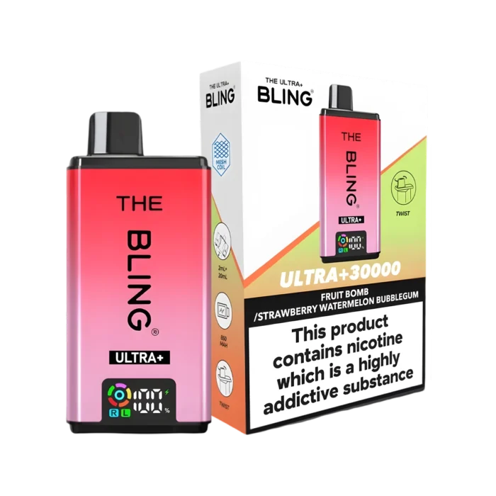 Fruit Bomb-Strawberry Watermelon Bubblegum-THE BLING ULTRA PLUS 30K PREFILLED VAPE KIT