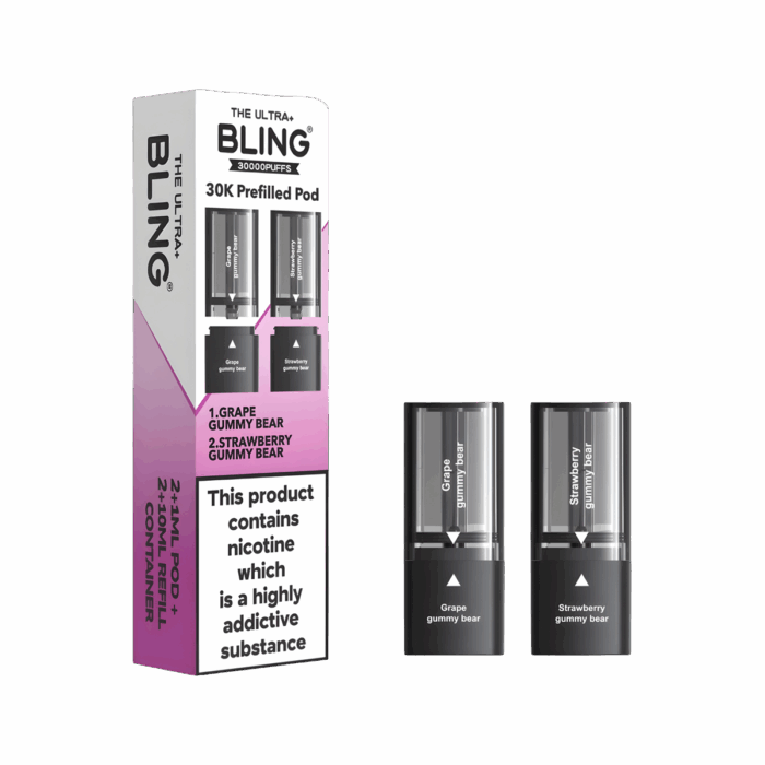 GRAPE-GUMMY-BEAR-STRAWBERRY-GUMMY-BEAR-THE-BLING-ULTRA-30K-PREFILLED-PODS-20MG