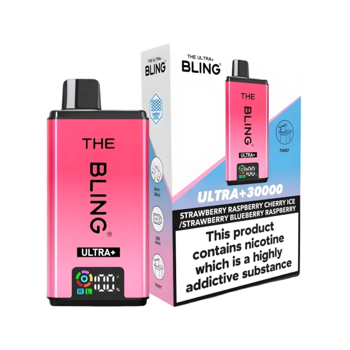 Strawberry Raspberry Cherry Ice-Strawberry Blueberry Raspberry-THE BLING ULTRA PLUS 30K PREFILLED VAPE KIT
